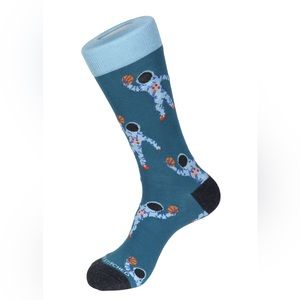 UNSIMPLY STITCHED MENS COTTON SOCKS ALL-STAR ASTRONAUT PRINT TEAL OS NWT